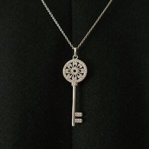 925 Sterling Silver KIERA Rhinestone Key Pendant Necklace